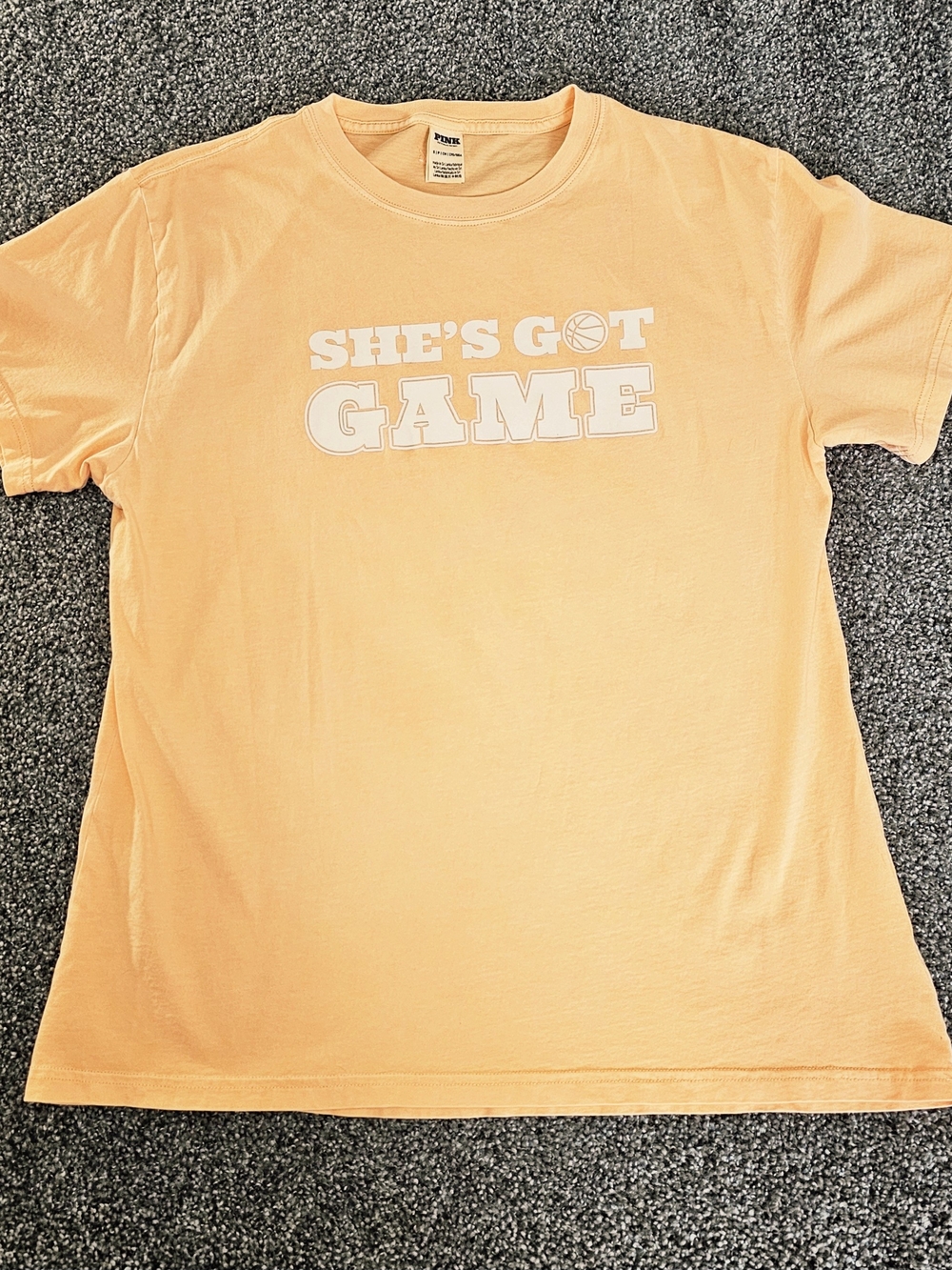 PINK Victoria’s Secret Peach "She's Got Game" Basketball Graphic Tee S Small